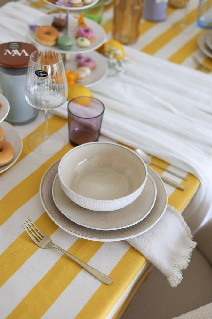 Cookinglife Serviesset Nola Sand reactive glaze 18-delig / 6 personen - 6 dinerborden, 6 ontbijtborden en 6 kommen