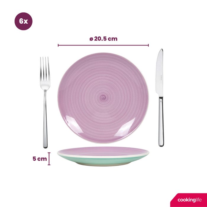Cookinglife Serviesset Pastel Harmony 18-delig / 6 personen - 6 dinerborden, 6 ontbijtborden en 6 diepe borden
