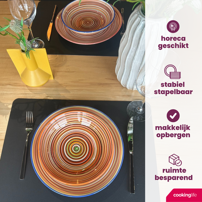 Cookinglife Serviesset Rhythm & Lines 18-delig / 6 personen - 6 dinerborden, 6 ontbijtborden en 6 diepe borden