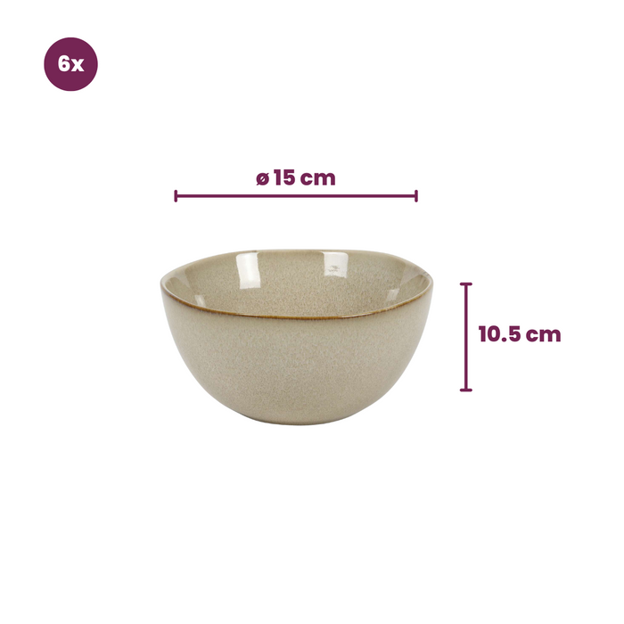 Cookinglife Serviesset Sabi Beige 18-delig / 6 personen - 6 dinerborden, 6 ontbijtborden en 6 kommen