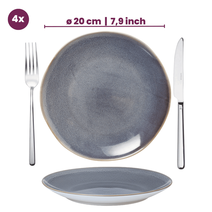 Cookinglife Serviesset Serene Blue 12-delig / 4 personen - 4 dinerborden, 4 ontbijtborden en 4 kommen