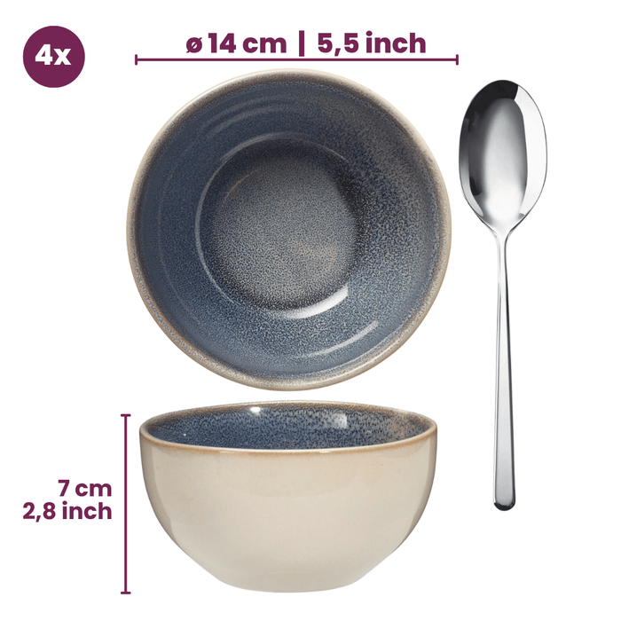Cookinglife Serviesset Serene Blue 12-delig / 4 personen - 4 dinerborden, 4 ontbijtborden en 4 kommen