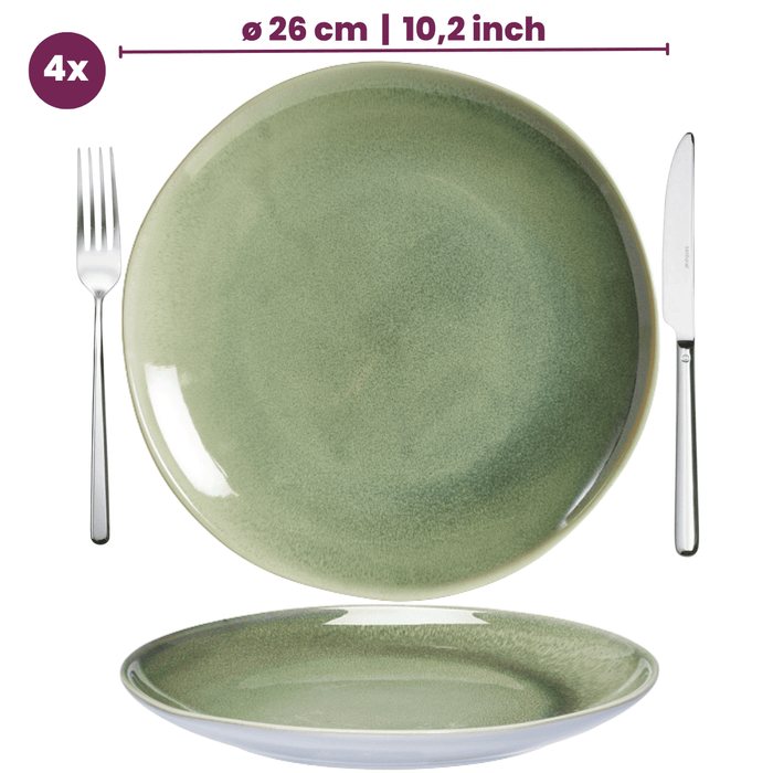Cookinglife Serviesset Serene Green 12-delig / 4 personen - 4 dinerborden, 4 ontbijtborden en 4 kommen