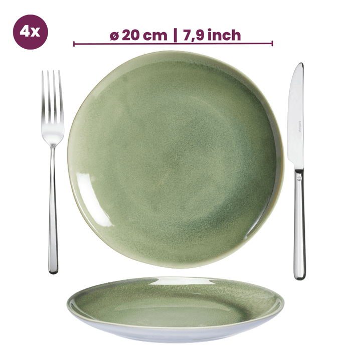 Cookinglife Serviesset Serene Green 12-delig / 4 personen - 4 dinerborden, 4 ontbijtborden en 4 kommen