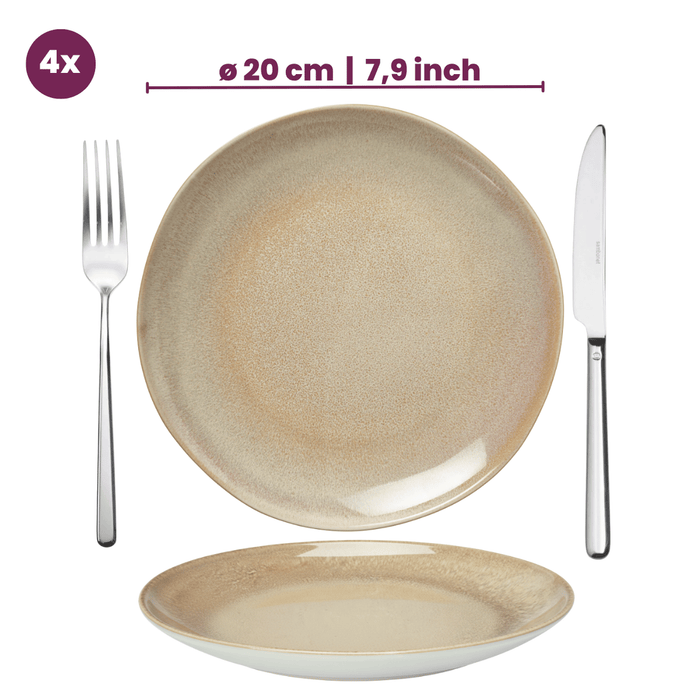 Cookinglife Serviesset Serene Zand 12-delig / 4 personen - 4 dinerborden, 4 ontbijtborden en 4 kommen