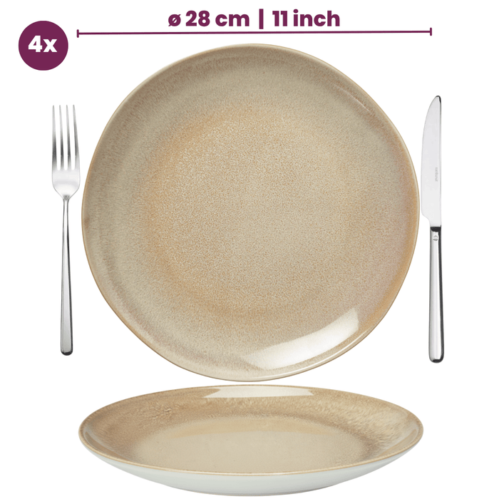 Cookinglife Serviesset Serene Zand 12-delig / 4 personen - 4 dinerborden, 4 ontbijtborden en 4 kommen