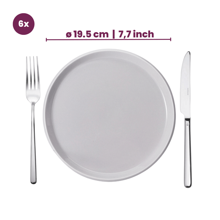 Cookinglife Serviesset Siaki - Wit / Blauw / Grijs - Porselein 18-delig / 6 personen - 6 dinerborden, 6 ontbijtborden en 6 kommen