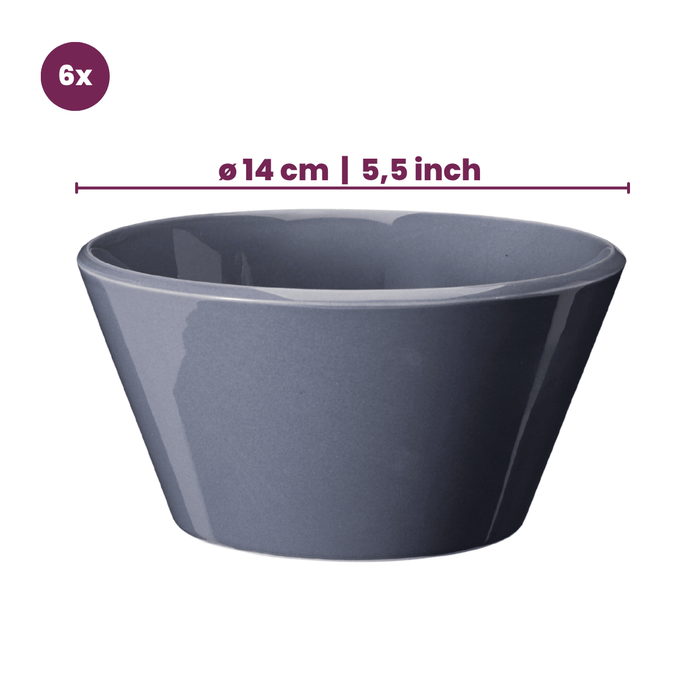 Cookinglife Serviesset Siaki - Wit / Blauw / Grijs - Porselein 18-delig / 6 personen - 6 dinerborden, 6 ontbijtborden en 6 kommen