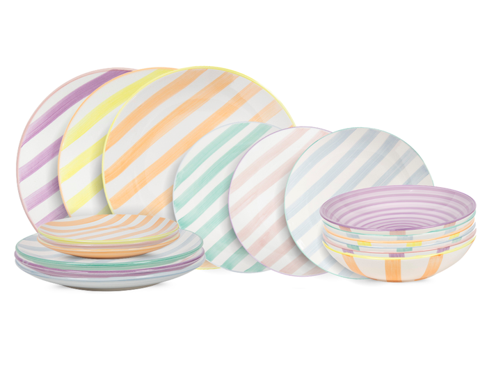 Cookinglife Serviesset Spring Vibes 18-delig / 6 personen - 6 dinerborden, 6 ontbijtborden en 6 diepe borden