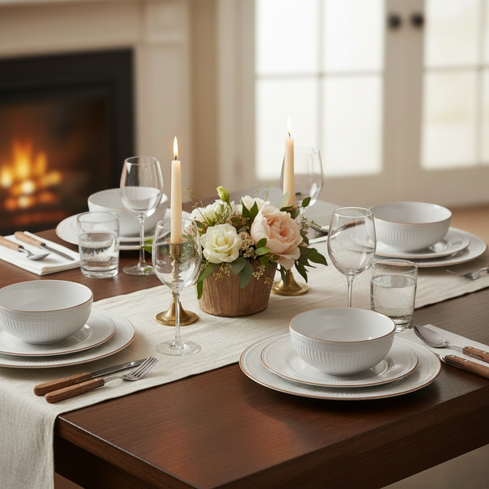 Cookinglife Serviesset Stratton 18-delig / 6 personen - 6 dinerborden, 6 ontbijtborden en 6 kommen