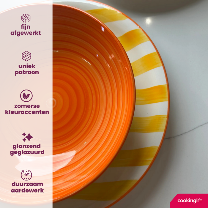 Cookinglife Serviesset Summer Vibes 18-delig / 6 personen - 6 dinerborden, 6 ontbijtborden en 6 diepe borden