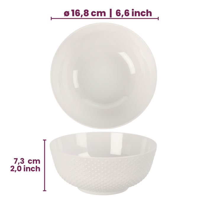 Cookinglife Soepkommen / Kommen - CampVibe - Outdoor - Kunststof - Onbreekbaar - Wit ø 16.8 cm - 4 Stuks
