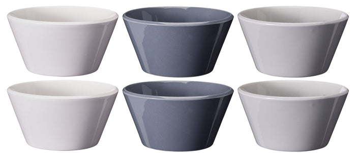 Cookinglife Soepkommen / Kommen - Siaki Wit / Blauw / Grijs ø 14 cm - Porselein - 6 stuks