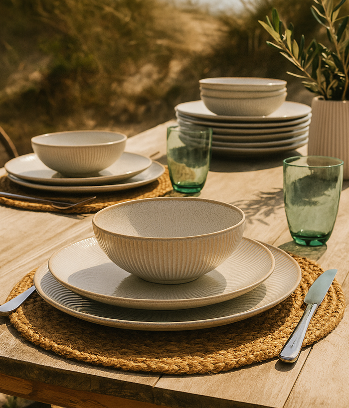 Cookinglife Soepkommen / Kommen Coastal Lines Ocean Beige ø 15 cm - 6 stuks