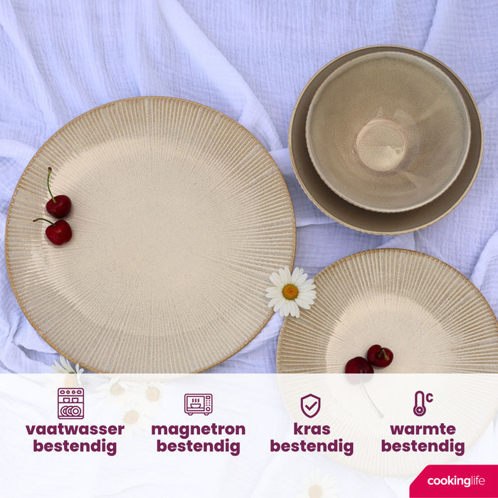 Cookinglife Soepkommen / Kommen Coastal Lines Ocean Beige ø 15 cm - 6 stuks