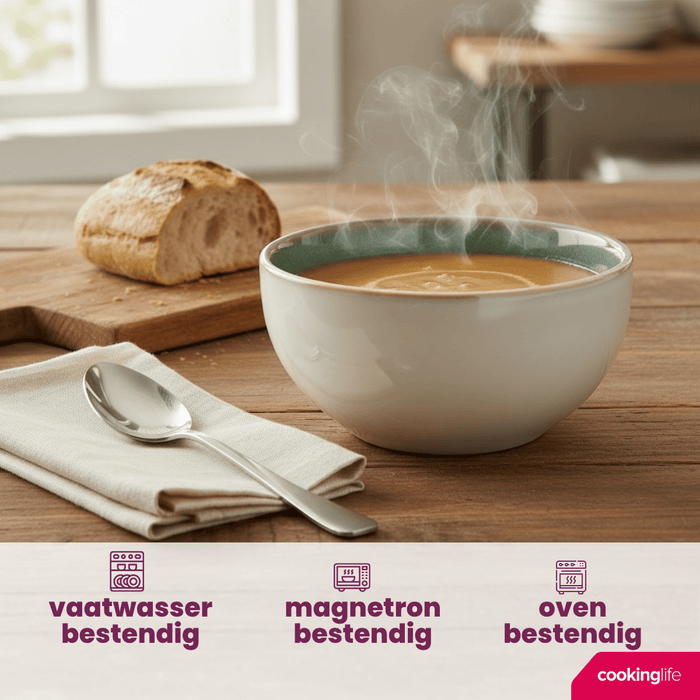 Cookinglife Soepkommen / Kommen Serene Green ø 14 cm - Aardewerk - 4 Stuks