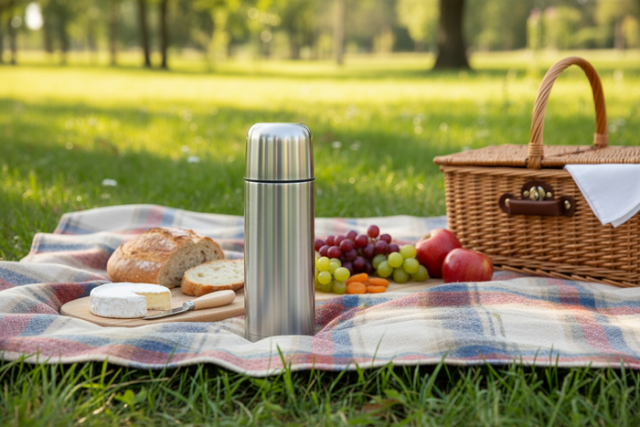 Cookinglife Thermosfles RVS 1 Liter - Dubbelwandig Voor Warme en Koude Dranken