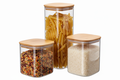 Cookinglife Voorraadpotten set - Glas Bamboe Deksel - Bewaren Droge Ingredienten - 3 stuks