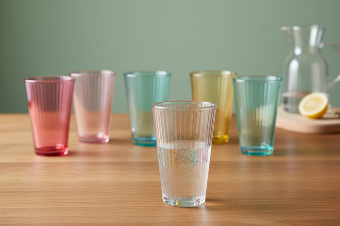 Cookinglife Waterglazen 300 ml Glas - Set van 6 Kleurige Drinkglazen