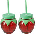 Cookinglife Waterglazen Aardbei 2 Stuks - Cocktailglazen met Rietjes