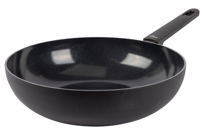 Cookinglife Wokpan Black Cera ø 28 cm - geschikt voor alle warmtebronnen - keramische anti-aanbaklaag