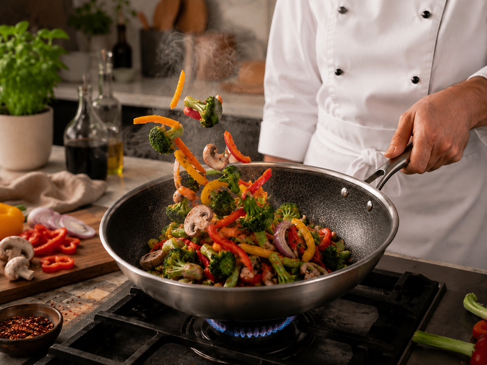 Cookinglife Wokpan HexaCook - Hybride Pan ø 28 cm - NON STICK - geschikt voor alle warmtebronnen - keramische anti-aanbaklaag