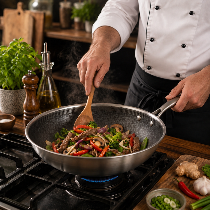 Cookinglife Wokpan HexaCook - Hybride Pan ø 28 cm - NON STICK - geschikt voor alle warmtebronnen - keramische anti-aanbaklaag
