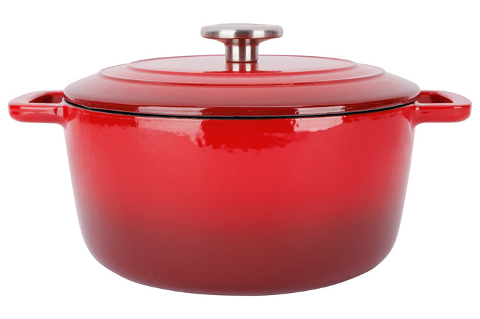 Cosy & Trendy Braadpan met deksel Fontestic Gietijzer Traditional Red ø 24 cm / 4.6 Liter - geëmailleerde anti-aanbaklaag