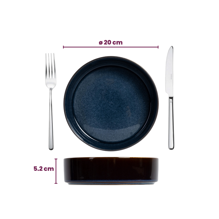 Cosy & Trendy Diepe Borden / Pastaborden - Quintana Blue ø 20 cm / H 5.2 cm - 4 Stuks