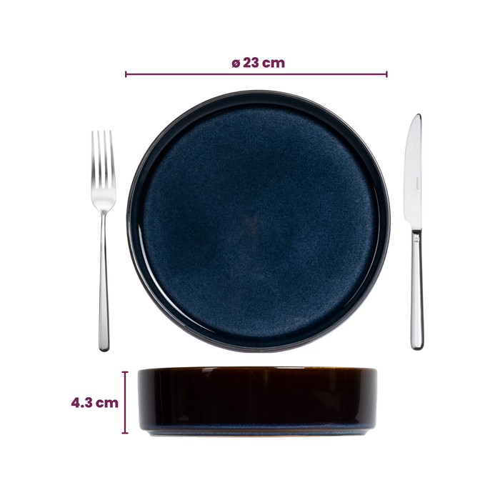 Cosy & Trendy Diepe Borden / Pastaborden - Quintana Blue ø 23 cm  / H 4.3 cm  - 4 Stuks