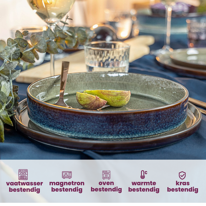 Cosy & Trendy Diepe Borden / Pastaborden - Quintana Green ø 20 cm / H 5.2 cm - 4 Stuks