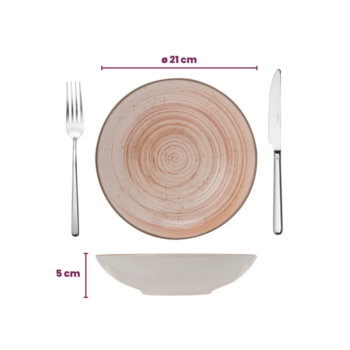 Cosy & Trendy Diepe Borden / Pastaborden Sintra Terracotta ø 21 cm - 4 Stuks