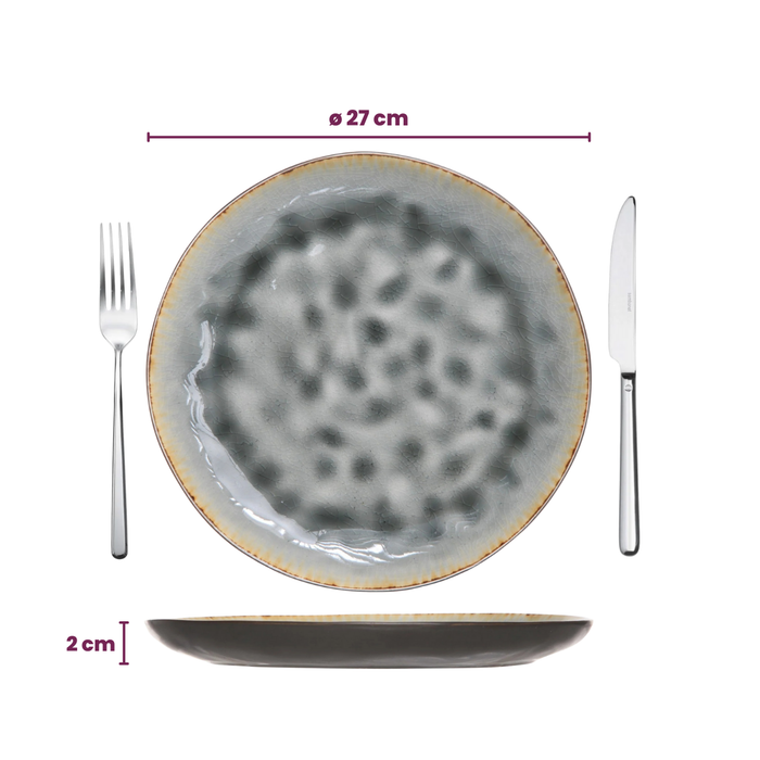 Cosy & Trendy Dinerborden Laguna Blue Grey ø 27 cm - 4 Stuks