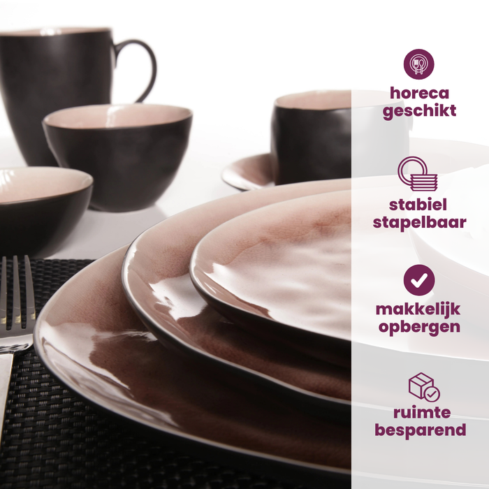Cosy & Trendy Dinerborden Organic Laguna Old Rose - 27 x 23 cm - 4 Stuks