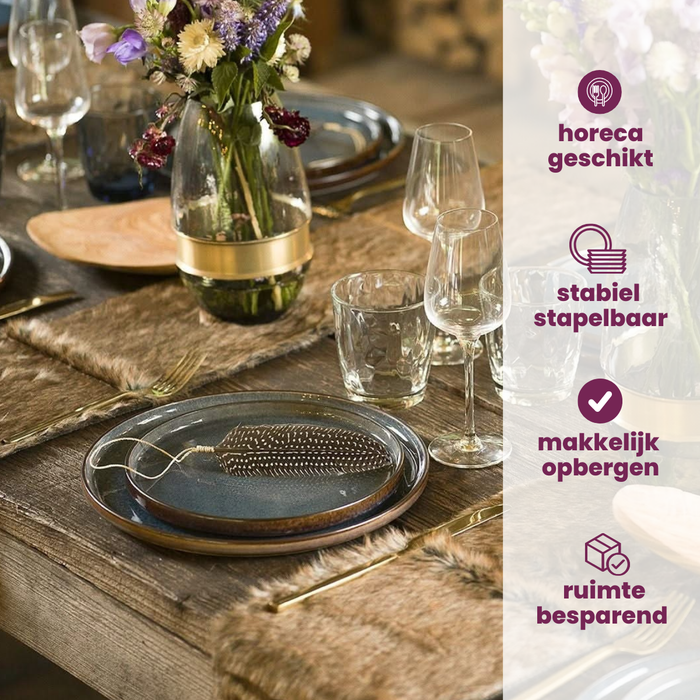 Cosy & Trendy Dinerborden Quintana Blue ø 28 cm - 4 Stuks