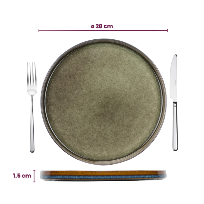 Cosy & Trendy Dinerborden Quintana Green ø 28 cm - 4 Stuks
