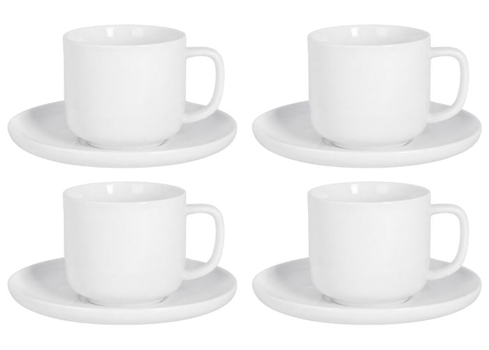 Cosy & Trendy Koffiekopjes met Schotels Moon White 200 ml - 4 stuks