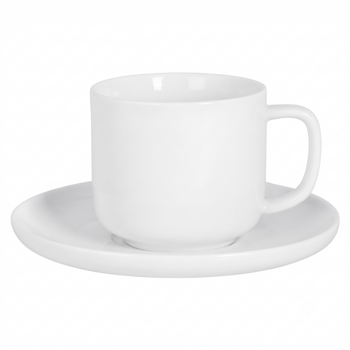 Cosy & Trendy Koffiekopjes met Schotels Moon White 200 ml - 4 stuks