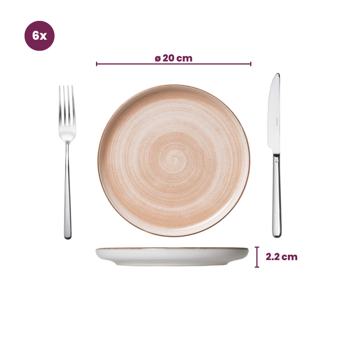 Cosy & Trendy Ontbijtborden / Dessertborden - Baltic Peach ø 20 cm - 6 stuks