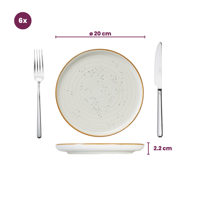 Cosy & Trendy Ontbijtborden / Dessertborden - Baltic Vanilla ø 20 cm - 6 stuks