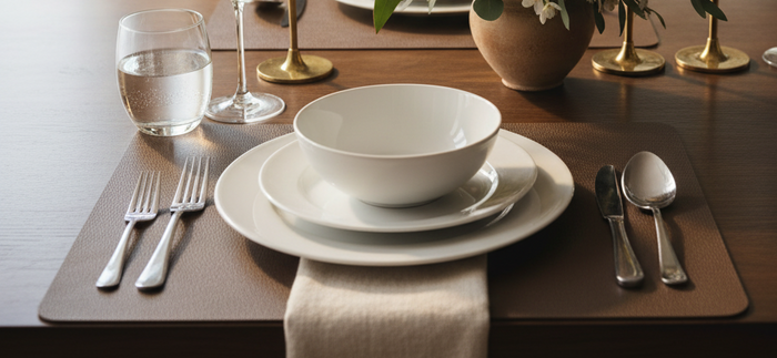 Cosy & Trendy Placemats Leather Look Lead Gray 43 x 30 cm - 6 Stuks