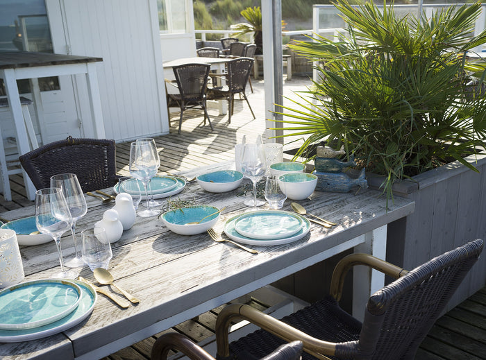 Cosy & Trendy Serviesset Laguna Azzurro 24-delig / 6 personen - 6 dinerborden, 6 bekers, 6 ontbijtborden en 6 schaaltjes