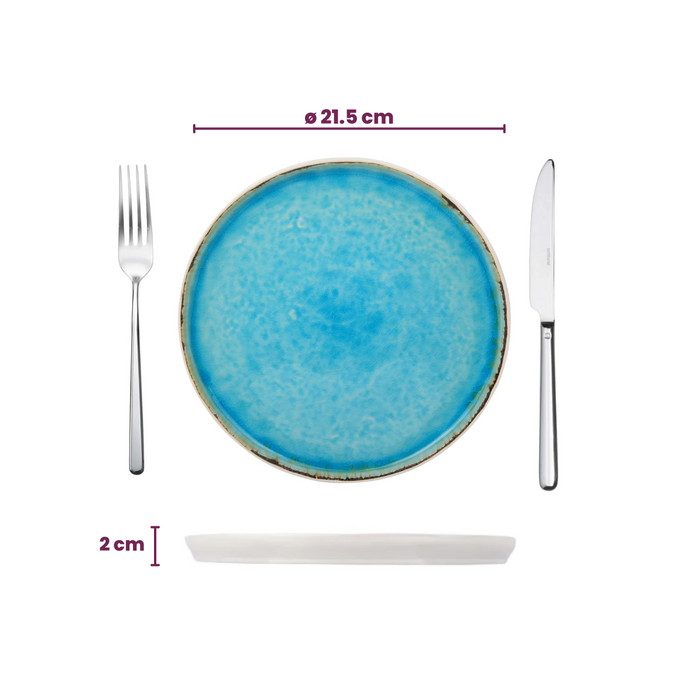 Cosy & Trendy Serviesset Laguna Azzurro 24-delig / 6 personen - 6 dinerborden, 6 bekers, 6 ontbijtborden en 6 schaaltjes