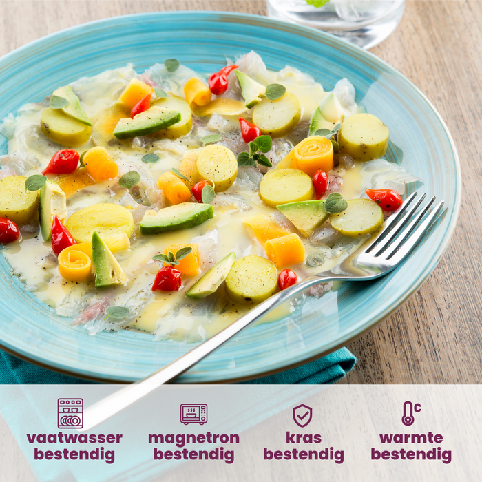Cosy & Trendy Serviesset Turbolino - Blauw 24-delig / 6 personen - 6 dinerborden, 6 diepe borden, 6 ontbijtborden en 6 mokken