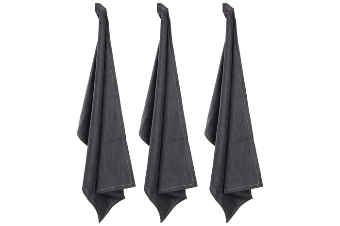 Cosy & Trendy Theedoeken D'nim Donkerblauw 50 x 70 cm - 3-Delig