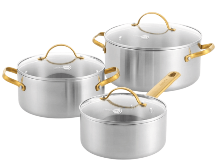 GreenPan Pannenset Padova Reserve 3-delig - Triply - Kookpan ø 20, 24 cm & Steelpan ø 18 cm