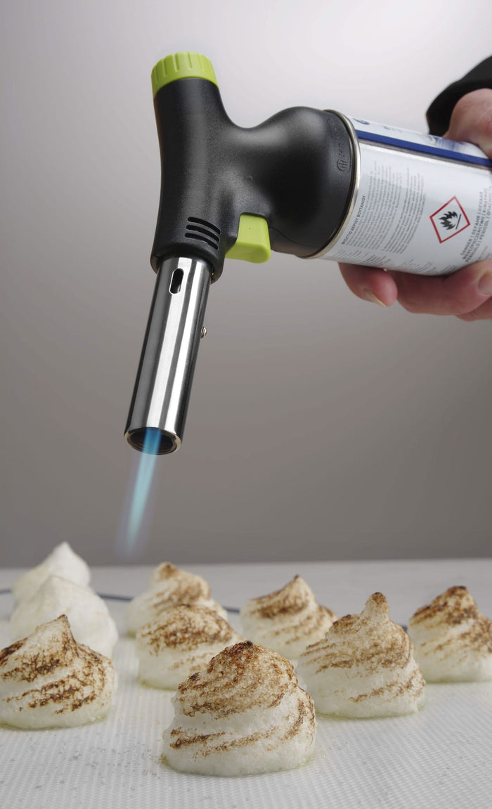 Hendi BBQ Aansteker / Creme Brulee Brander / Koksbrander - met gasbus + Extra Butaan Gas Navullingen - 4 Stuks