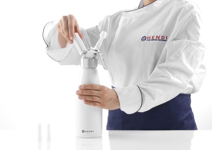 Hendi Slagroomspuit Wit 500 ml + Slagroompatronen 10 Stuks
