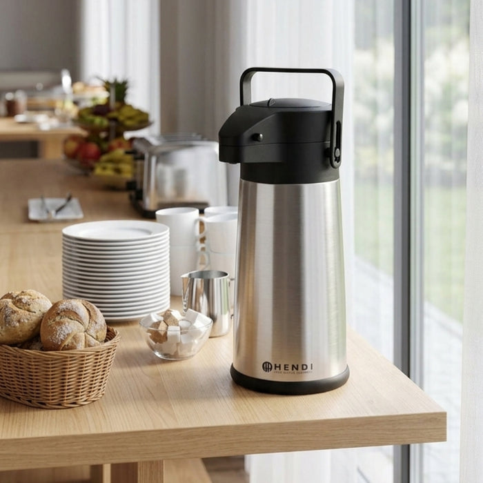 Hendi Thermoskan met Pomp - Pompkan - Isoleerkan - 2.2 Liter