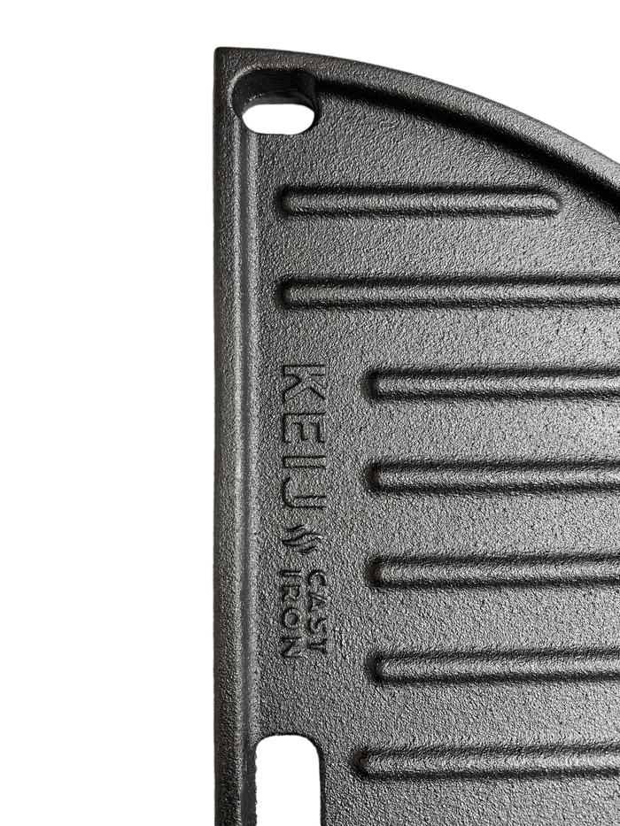 Keij Kamado Halve Maan Grillplaat / Plancha Compact - Geëmailleerd Gietijzer - 2-zijdig - 33 cm - voor 15 inch Kamado's - Universeel